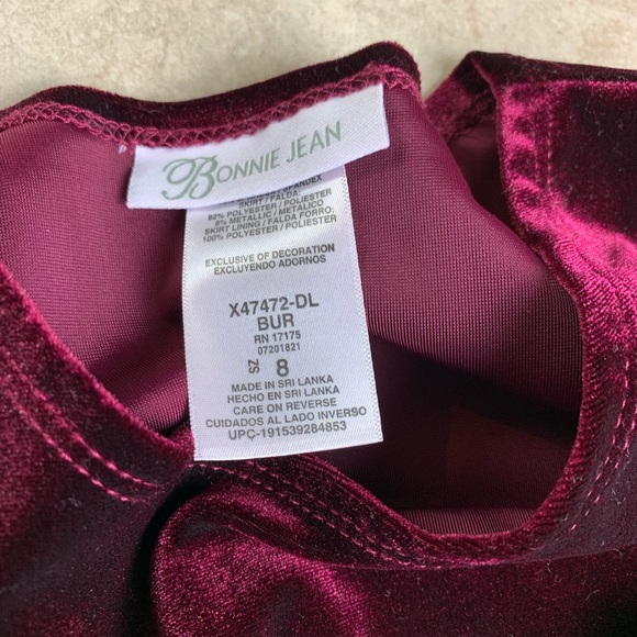 Bonnie Jean Burgundy Long Sleeve Girl Dress 8 - Picture 3 of 8